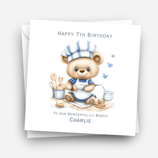 Cute Teddy Baker Birthday Card - C585