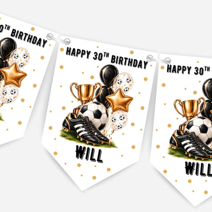 Football Birthday Bunting In Four Colours – Blue-Pink - Black - Red – B325