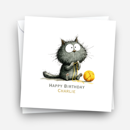 Funny Black Cat Birthday Card - C573