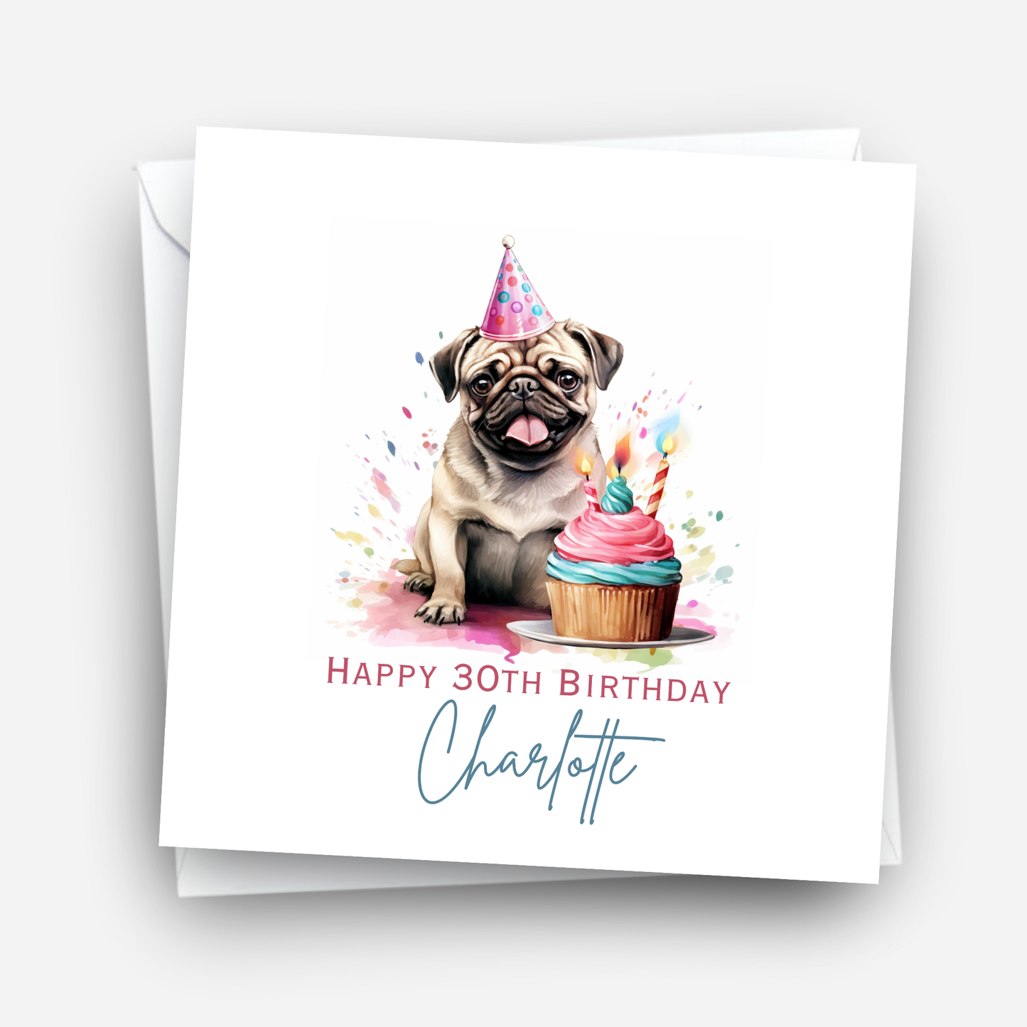 Party Pug Birthday Card - C559
