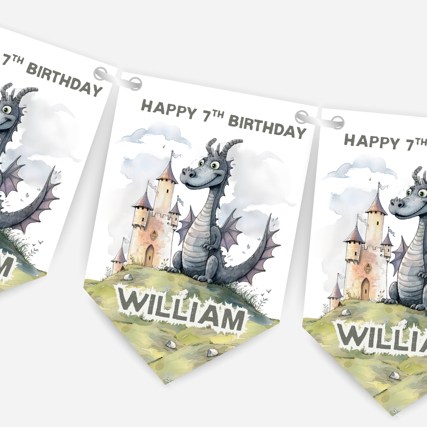 Dragon Birthday Bunting with Castle - B217