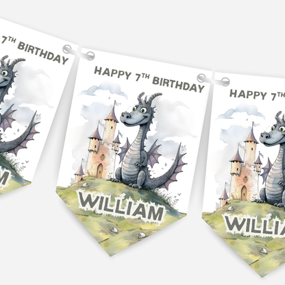 Dragon Birthday Bunting with Castle - B217