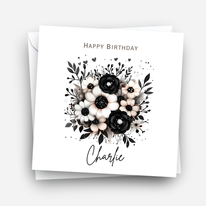 Alternative Dark Flowers Birthday Card - C834