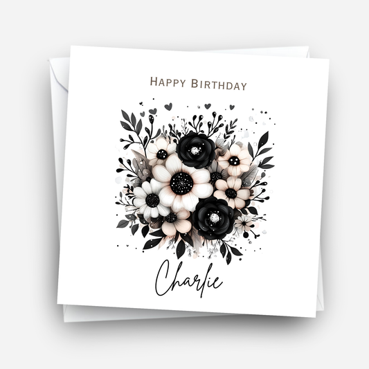 Alternative Dark Flowers Birthday Card - C834