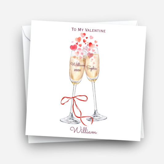 Valentine’s Day Card - Champagne Glasses Design - C774
