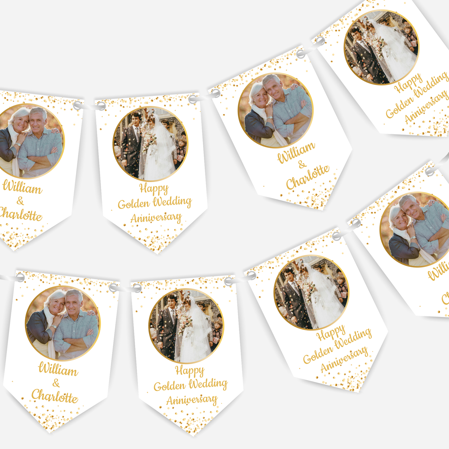 Golden Wedding Anniversary Photo Smaller Bunting - S156