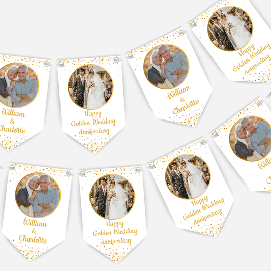 Golden Wedding Anniversary Photo Smaller Bunting - S156