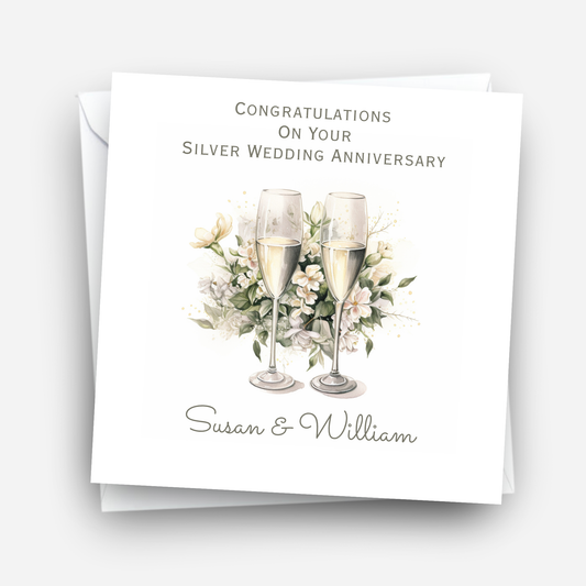Silver - 25th Wedding Anniversary Card - C677