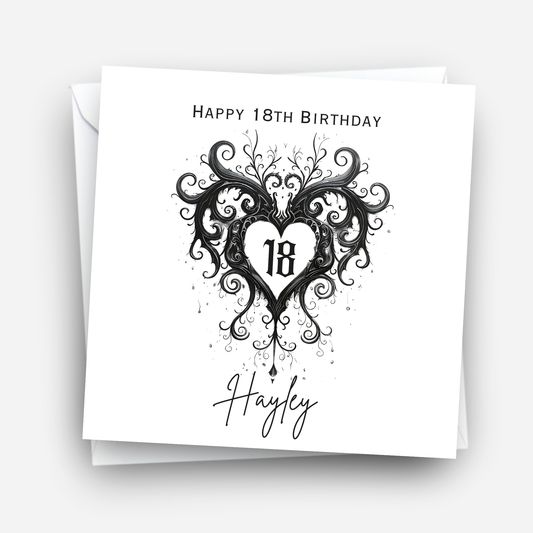 Gothic Style Black Heart Card - C634