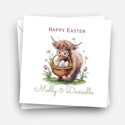 Easter Card With A Cute Highland Cow Design - C844