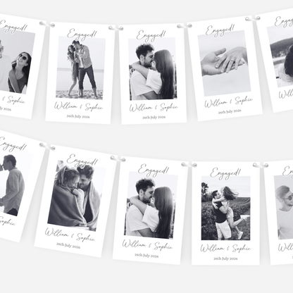 Black and White Smaller Photo Engagement or Wedding Bunting -  S200