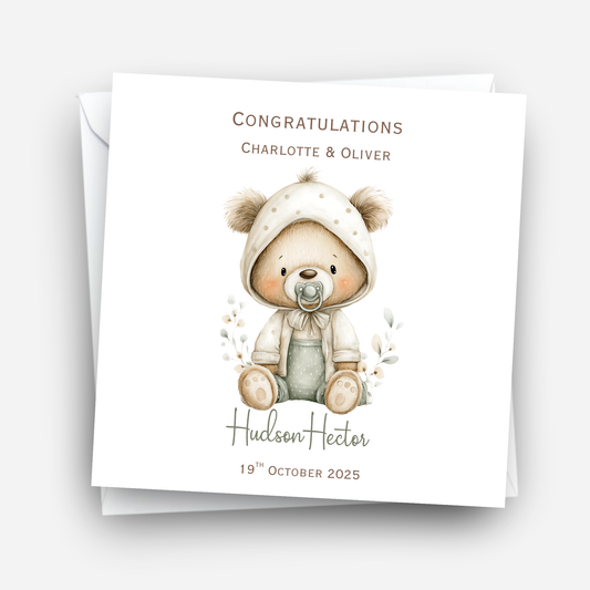 New Baby Congratulations Card with Name and Date of the Birth - C670