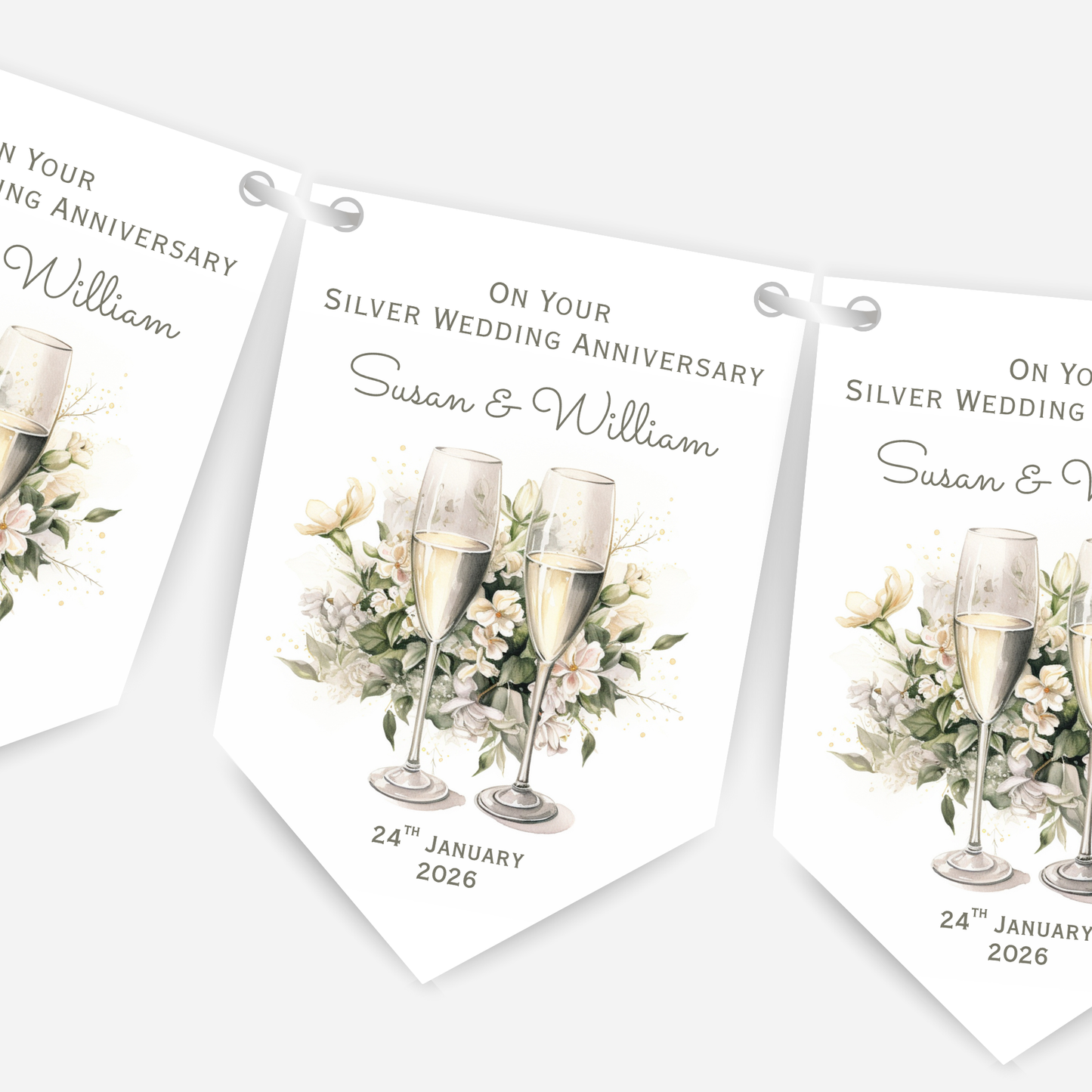 Silver Wedding Anniversary Bunting - B231