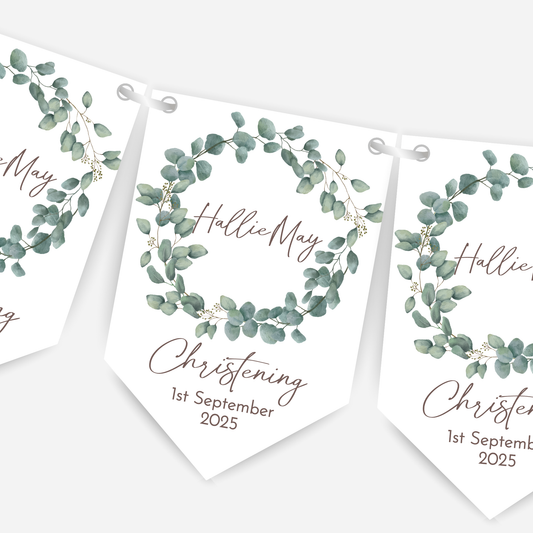 Christening or Baptism Foliage Bunting - B107