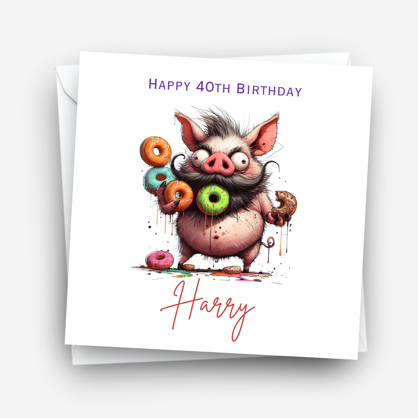 Fun Greedy Pig Birthday Card - C849