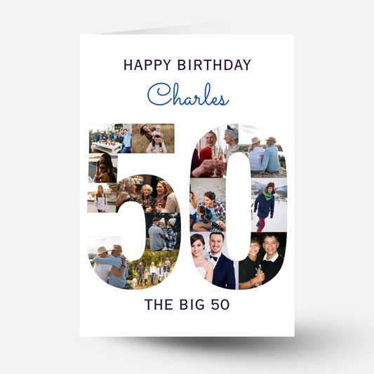 The Big 50 Photo Collage Birthday Card - PC52