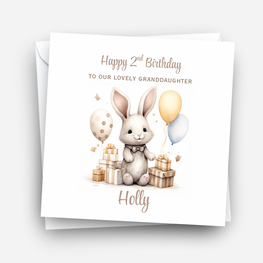 Bunny and presents Birthday Card - C558