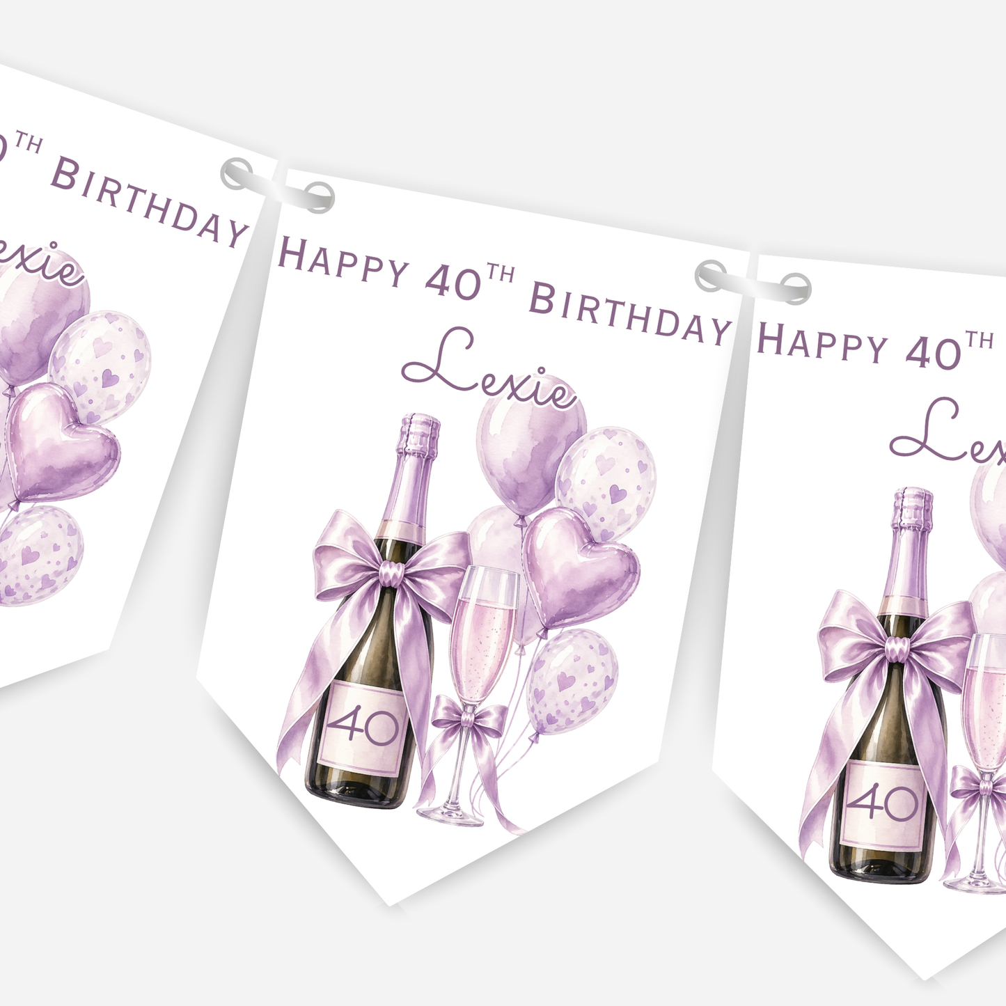 Champagne and Balloons Party Bunting in Five Colours - B296