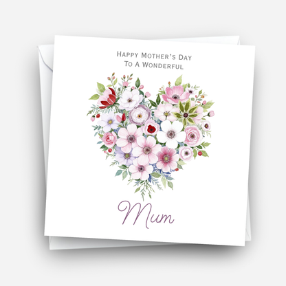 Mother's Day Card - Floral Heart Design - C737