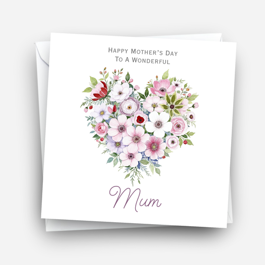 Mother's Day Card - Floral Heart Design - C737