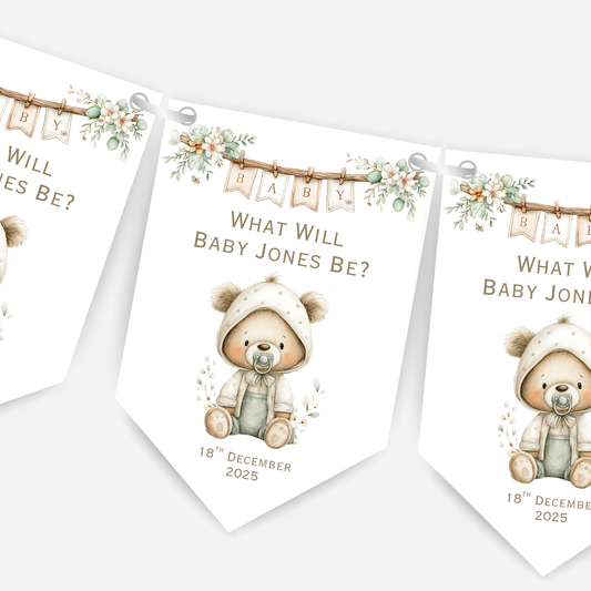 Cute Teddy Bear Gender Reveal Bunting - B226