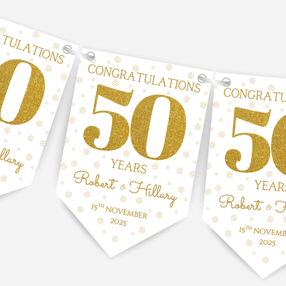 Golden Wedding Anniversary Bunting - B240
