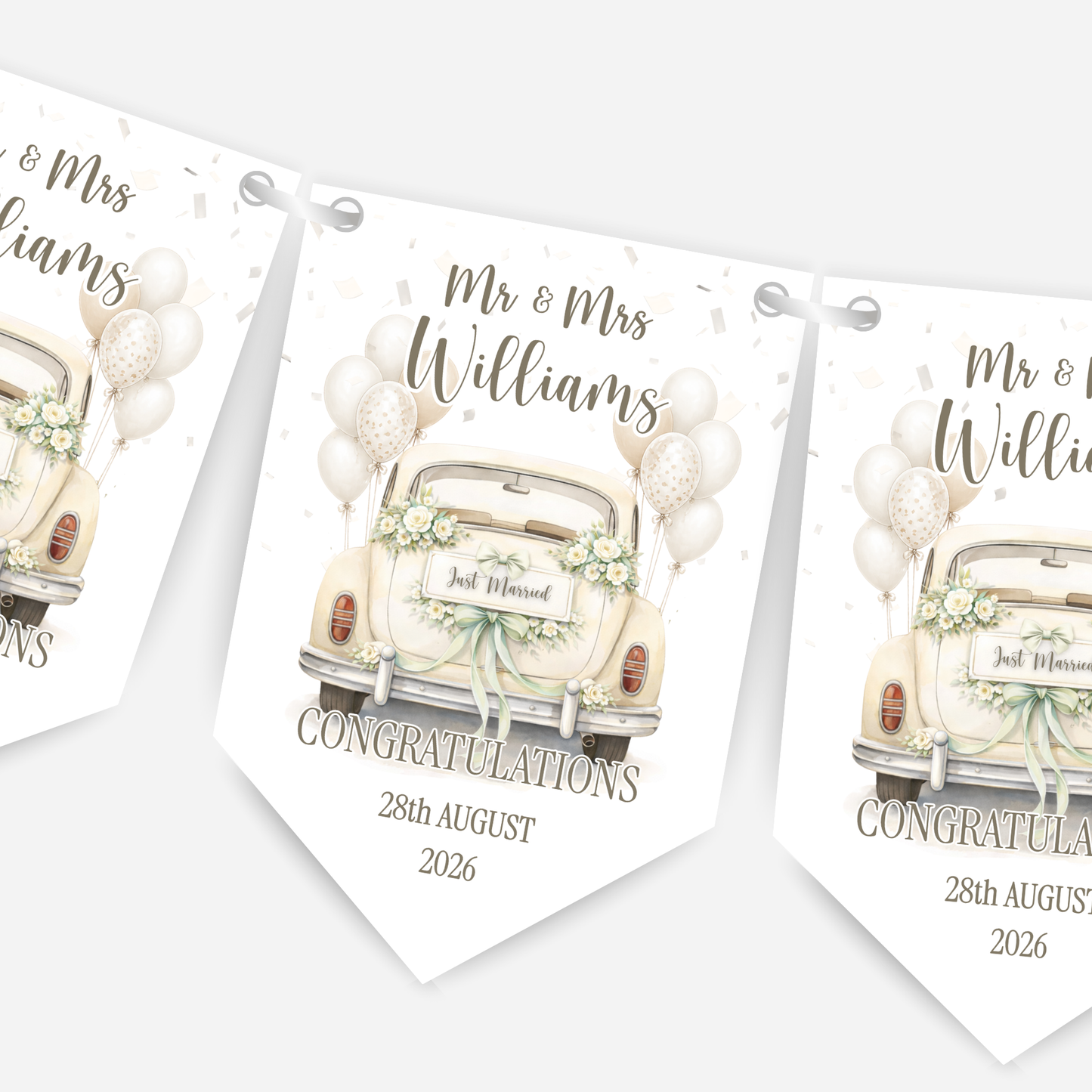 Wedding Car Bunting - B307