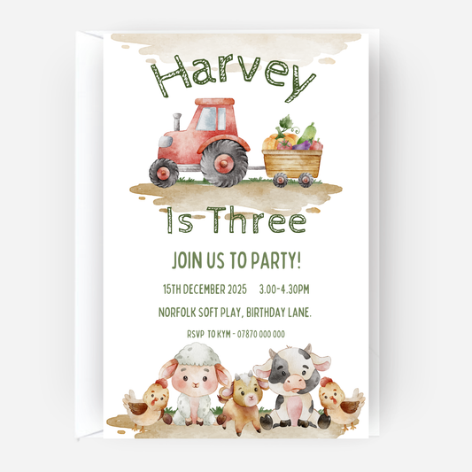 Farming Theme Party Invitations (Pack of 10) - P149