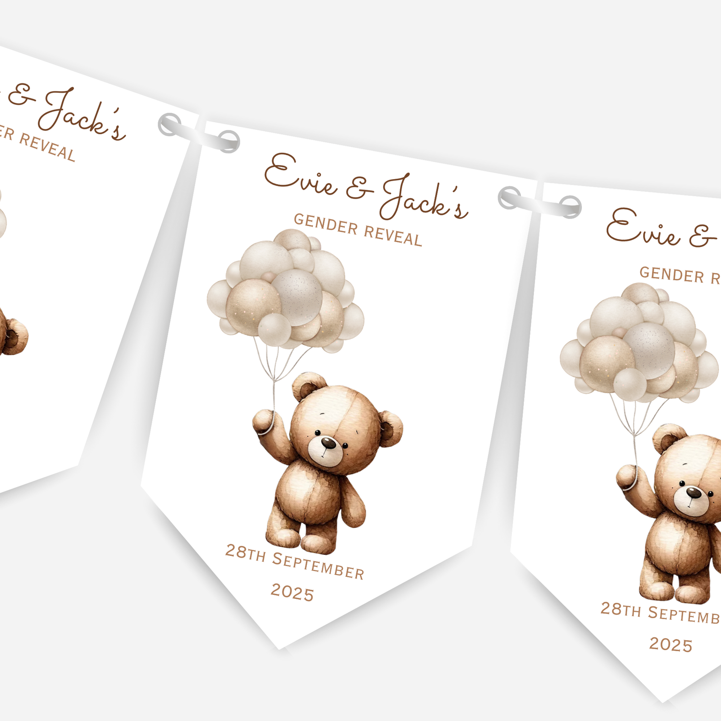 Cute Teddy Gender Reveal Bunting - B135