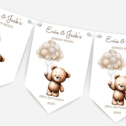 Cute Teddy Gender Reveal Bunting - B135