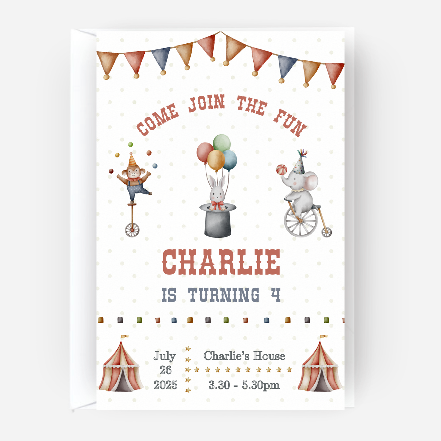 Circus Party Invitation ( Pack of 10) - P111