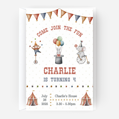 Circus Party Invitation ( Pack of 10) - P111