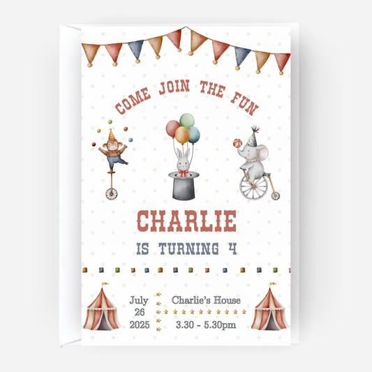 Circus Party Invitation ( Pack of 10) - P111