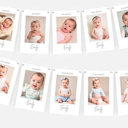 Newborn to 12 Months Milestone A6 Smaller Bunting - 1st Birthday - S199