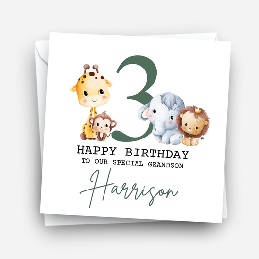 Cute Safari Animal Birthday Card - C506