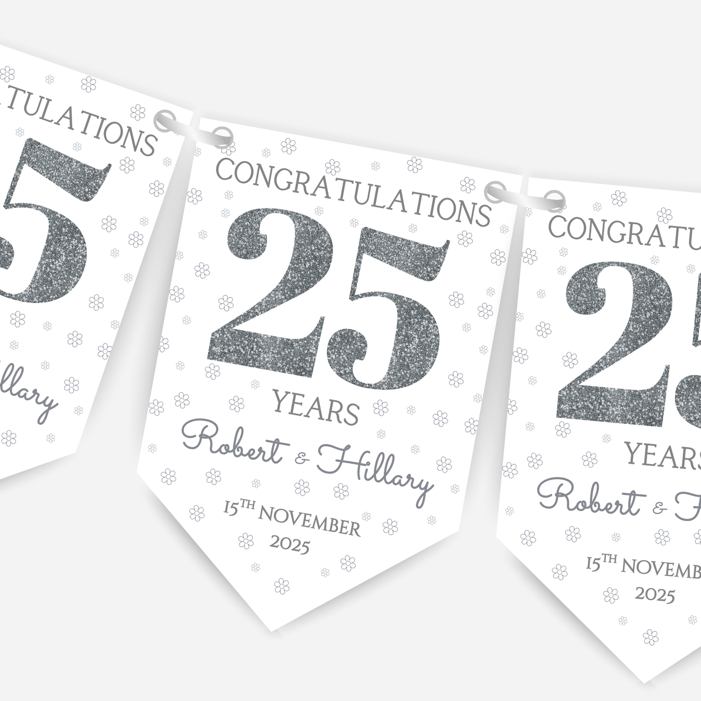 Silver Wedding Anniversary Bunting - B241