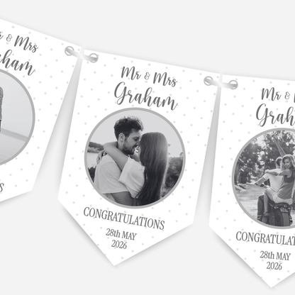 Black & White "Congratulations" Wedding or Engagement Photo Bunting - B310