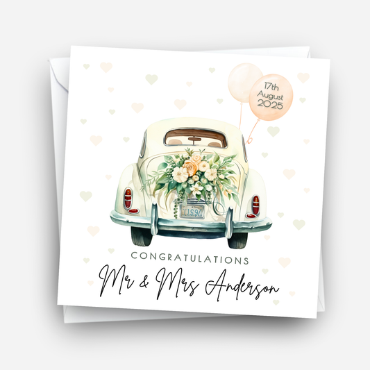 Wedding Car and Balloons Card - C112
