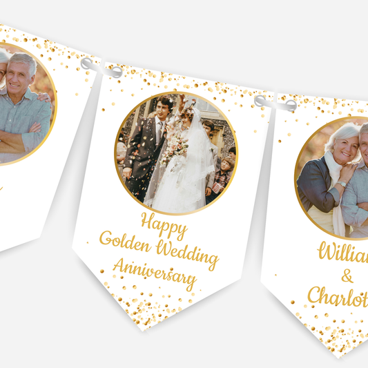 Golden Wedding Anniversary Photo Bunting - B156