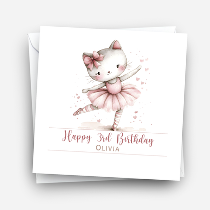 Kitten Ballerina  Birthday Card - C589