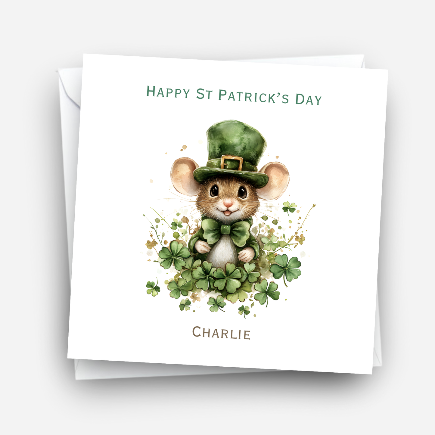 St Patrick's Day Cute Mouse Card - C810