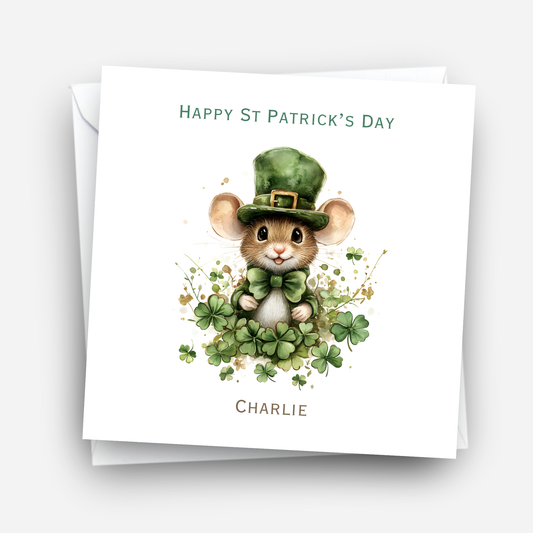 St Patrick's Day Cute Mouse Card - C810