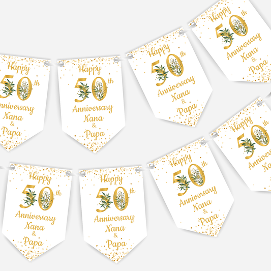 Golden Wedding Anniversary Smaller Bunting - S102