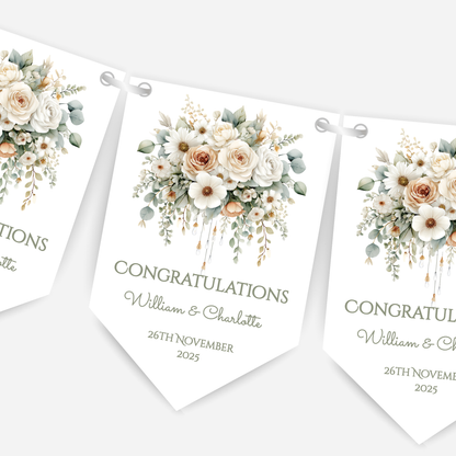 Engagement or Wedding Floral Bunting - B236