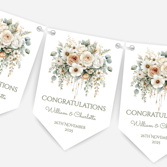 Engagement or Wedding Floral Bunting - B236