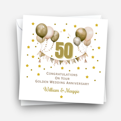 Golden- 50th Wedding Anniversary Card - C680