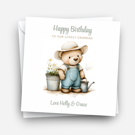 Teddy Gardening Birthday Card - C613