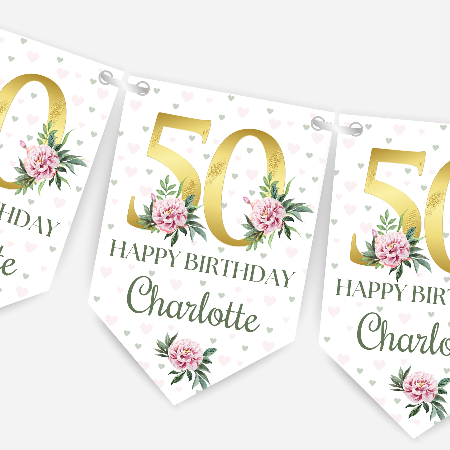 Elegant Floral Number Bunting