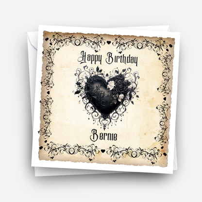 Stunning Gothic Style Black Heart Card - C150