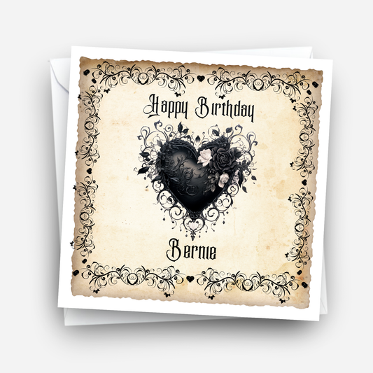 Stunning Gothic Style Black Heart Card - C150